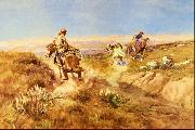 Charles M Russell When Cows Were Wild oil painting
